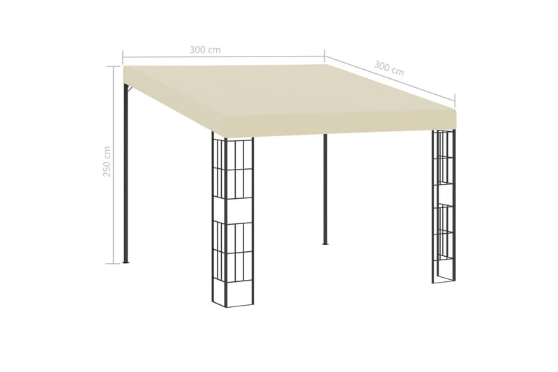 Vægmonteret Pavillon 3X3 M Stof Cremefarvet - Komplet pavillon