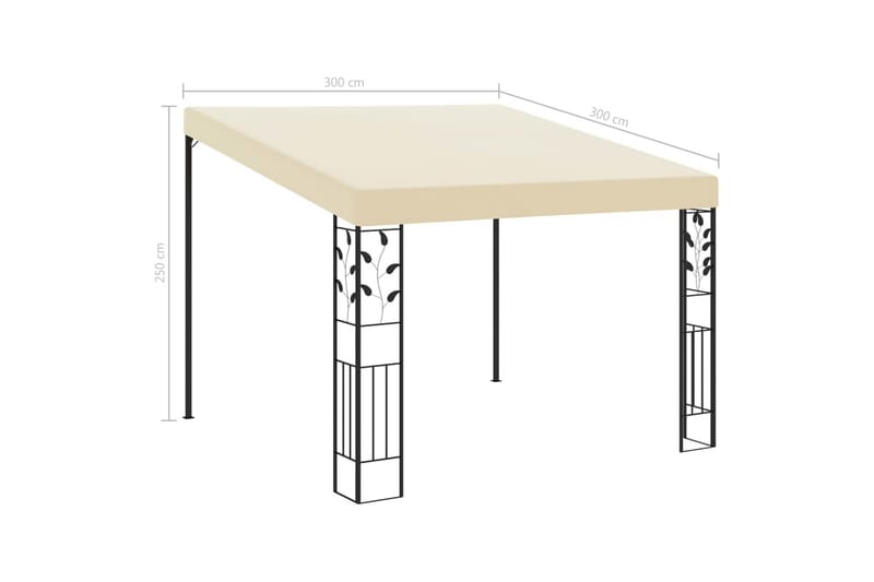 Vægmonteret Pavillon 3X3X2,5 M Cremefarvet - Komplet pavillon