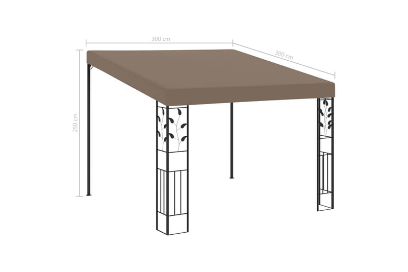 vægmonteret pavillon 3x3x2,5 m gråbrun - Gråbrun - Havemøbler - Solafskærmning - Havepavilloner - Komplet pavillon