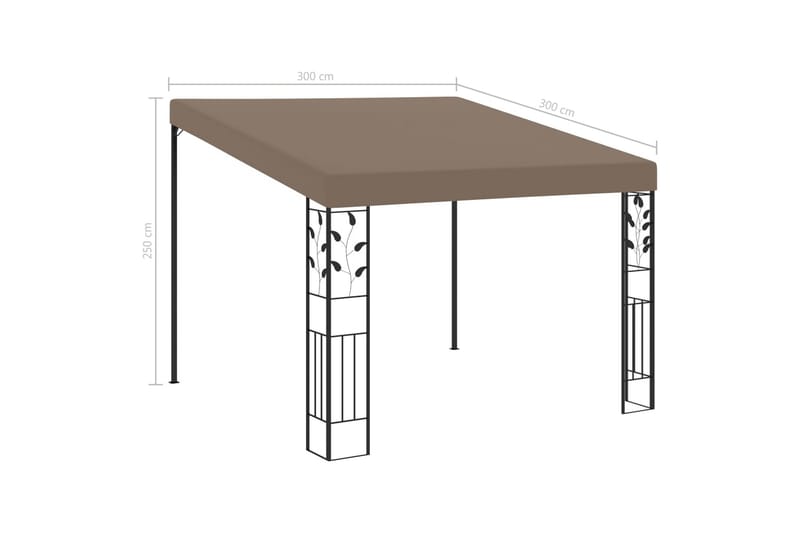 vægmonteret pavillon 3x3x2,5 m gråbrun - Gråbrun - Komplet pavillon