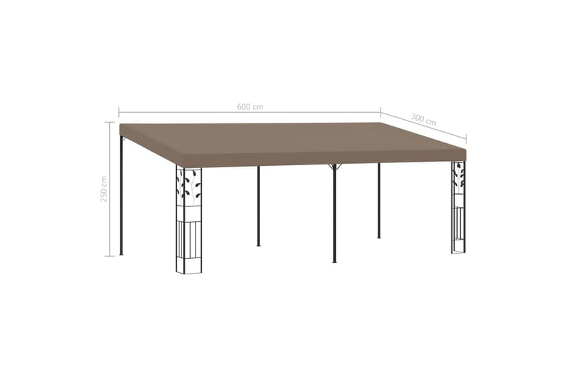 vægmonteret pavillon 6x3x2,5 m gråbrun - Gråbrun - Havemøbler - Solafskærmning - Havepavilloner - Komplet pavillon