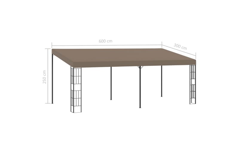 vægmonteret pavillon 6x3 m stof gråbrun - Gråbrun - Komplet pavillon