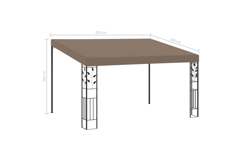vægmonteret pavillon 4x3x2,5 m gråbrun - Gråbrun - Havemøbler - Solafskærmning - Havepavilloner - Komplet pavillon