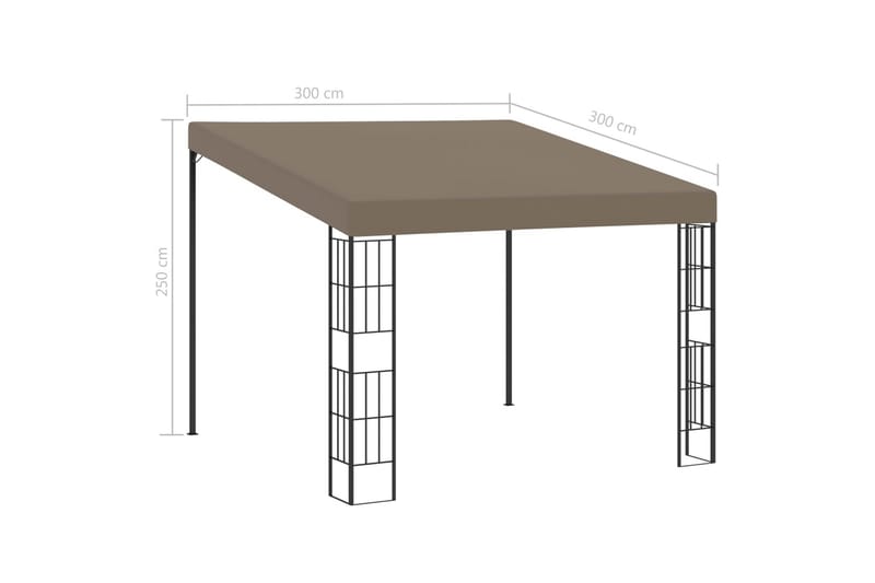 vægmonteret pavillon 3x3 m stof gråbrun - Gråbrun - Havemøbler - Solafskærmning - Havepavilloner - Komplet pavillon