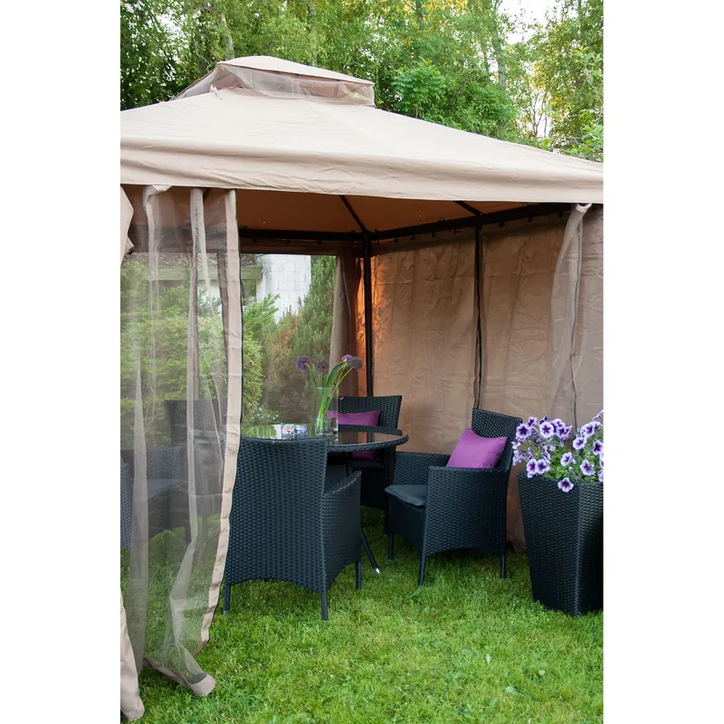 Mosquito Nets for Gazebo HOME4YOU - beige - Havemøbler - Solafskærmning - Havepavilloner - Pavillonvægge