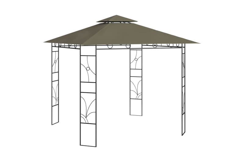 pavillon 3x3x2,7 m 160 g/m² gråbrun - Gråbrun - Komplet pavillon