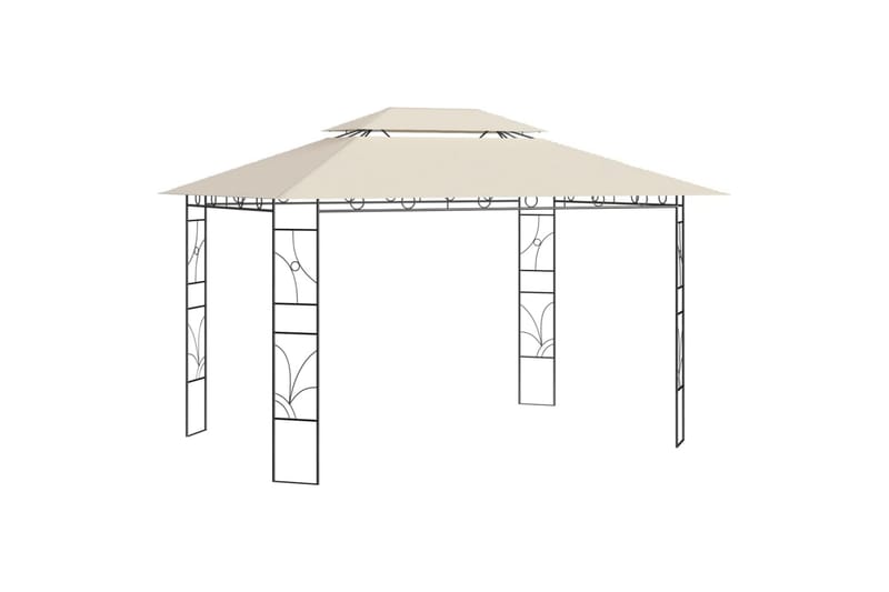 pavillon 4x3x2,7 m 160 g/m² cremefarvet - Creme - Havemøbler - Solafskærmning - Havepavilloner - Komplet pavillon