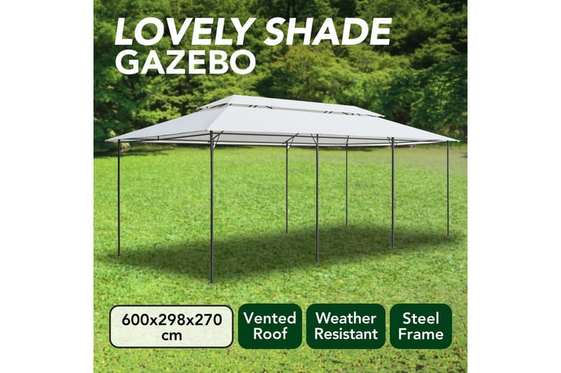 Pavillon 600x298x270 cm 180G/M² Hvid - Havemøbler - Solafskærmning - Havepavilloner