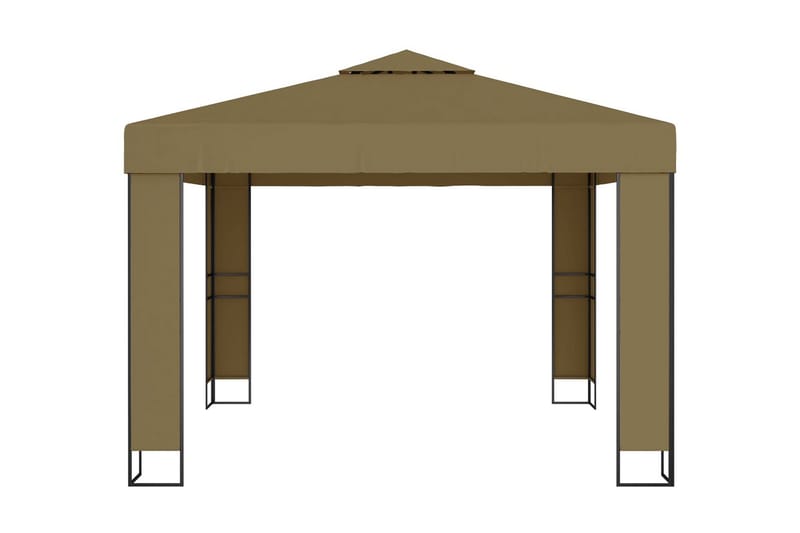 pavillon med dobbelt tag og lyskæder 3x3x2,7 m 180 g/m² - Gråbrun - Havemøbler - Solafskærmning - Havepavilloner - Komplet pavillon