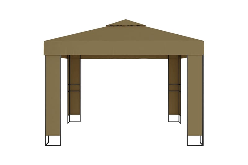 Pavillon med dobbelttag 3x3x2,7 m 180 g/m² gråbrun - Gråbrun - Havemøbler - Solafskærmning - Havepavilloner - Komplet pavillon