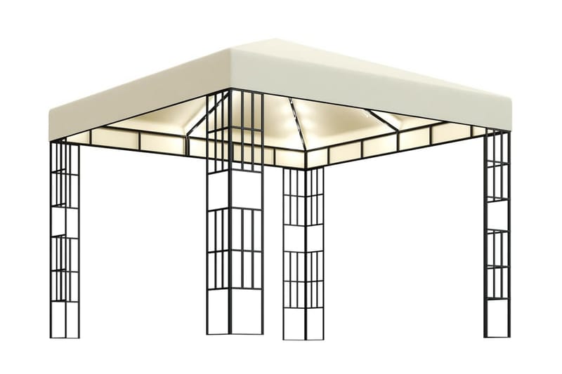 pavillon med lyskæder 3x3 m cremefarvet - Creme - Havemøbler - Solafskærmning - Havepavilloner - Komplet pavillon