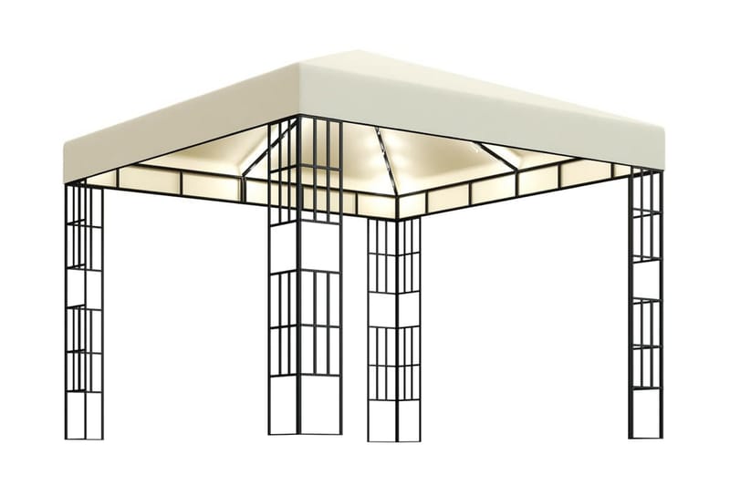 pavillon med lyskæder 3x3 m cremefarvet - Creme - Komplet pavillon