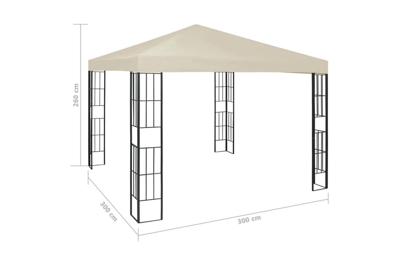 pavillon med lyskæder 3x3 m cremefarvet - Creme - Havemøbler - Solafskærmning - Havepavilloner - Komplet pavillon
