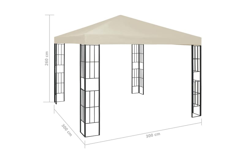 pavillon med lyskæder 3x3 m cremefarvet - Creme - Komplet pavillon
