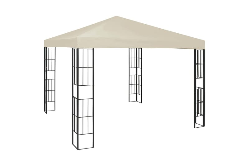 pavillon med lyskæder 3x3 m cremefarvet - Creme - Komplet pavillon