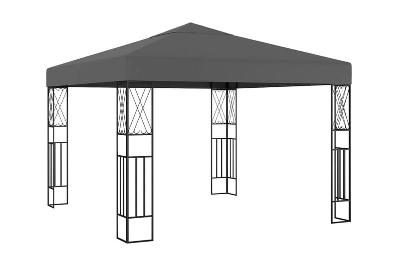 pavillon med lyskæder 3x3 m stof antracitgrå - Antracit - Komplet pavillon