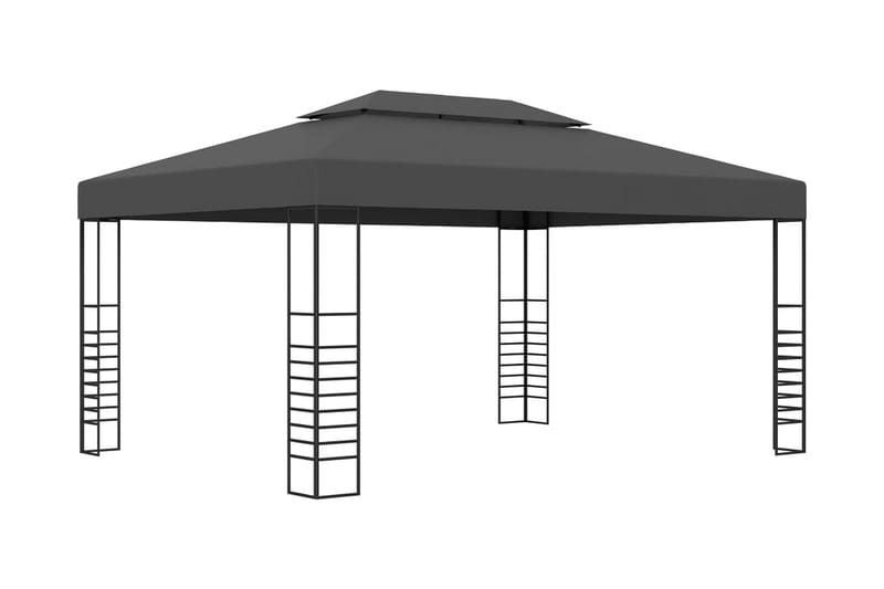 pavillon med lyskæder 3x4 m antracitgrå - Antracit - Komplet pavillon