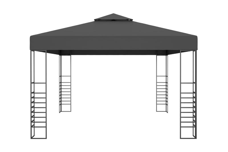 pavillon med lyskæder 3x4 m antracitgrå - Antracit - Komplet pavillon