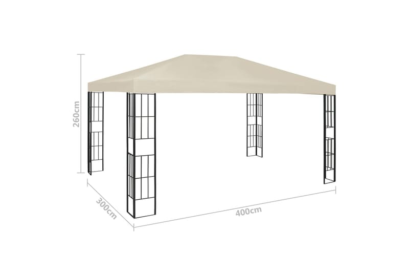 pavillon med lyskæder 3x4 m cremefarvet - Creme - Komplet pavillon