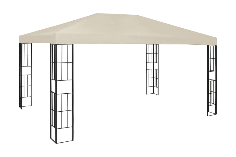 pavillon med lyskæder 3x4 m cremefarvet - Creme - Havemøbler - Solafskærmning - Havepavilloner - Komplet pavillon