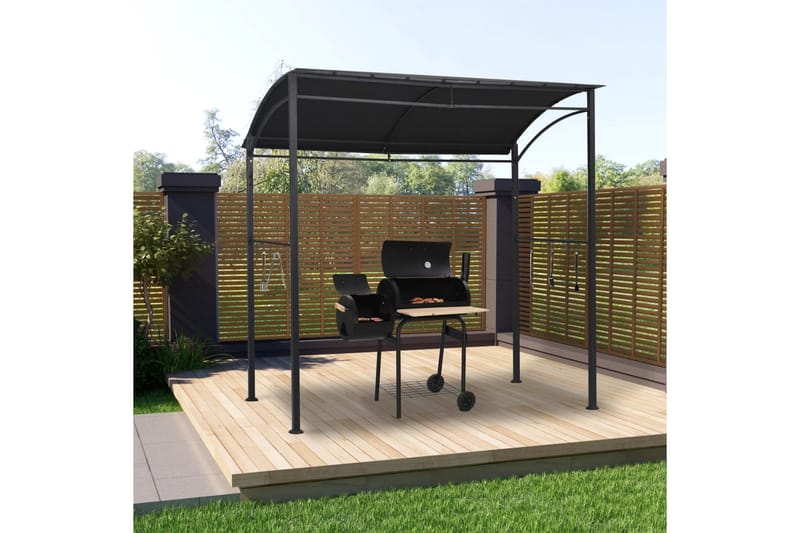 Grillpavillon 215x150x220 cm Stål Antracitgrå - Grå - Havemøbler - Solafskærmning - Havepavilloner - Pavillontag