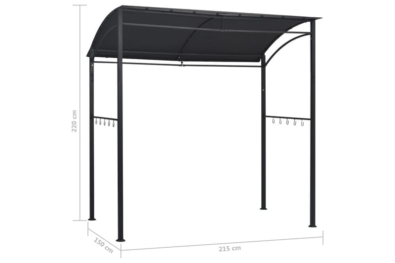 Grillpavillon 215x150x220 cm Stål Antracitgrå - Grå - Havemøbler - Solafskærmning - Havepavilloner - Pavillontag