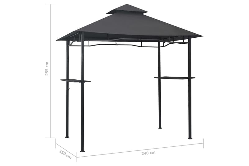 Grillpavillon 240x150x255 cm Stål Antracitgrå - Grå - Havemøbler - Solafskærmning - Havepavilloner - Pavillontag