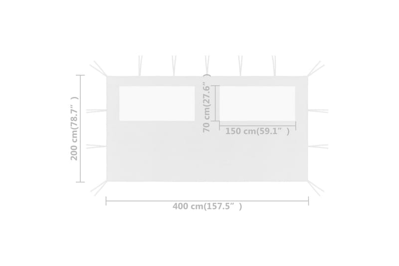 pavillonvæg med vinduer 4x2 m hvid - Hvid - Pavillonvægge