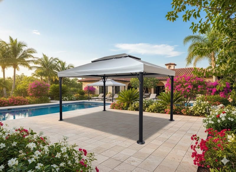 SUNSET Pavillon 3×4 m - Grå - Havemøbler - Solafskærmning - Havepavilloner - Komplet pavillon