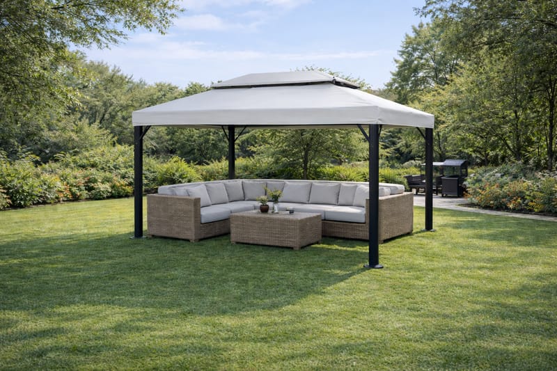 SUNSET Pavillon 3×4 m - Grå - Havemøbler - Solafskærmning - Havepavilloner - Komplet pavillon