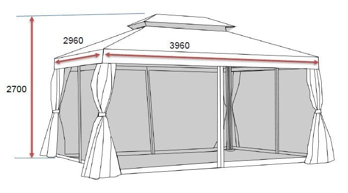 SUNSET Pavillon 3×4 m - Grå - Havemøbler - Solafskærmning - Havepavilloner - Komplet pavillon