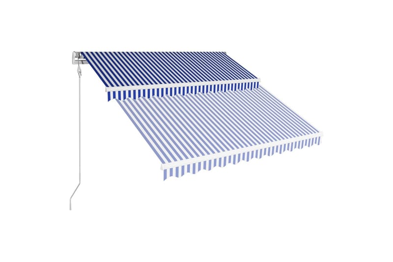 automatisk foldemarkise 350 x 250 cm blå og hvid - Blå - Balkonmarkise - Markiser - Terrassemarkise