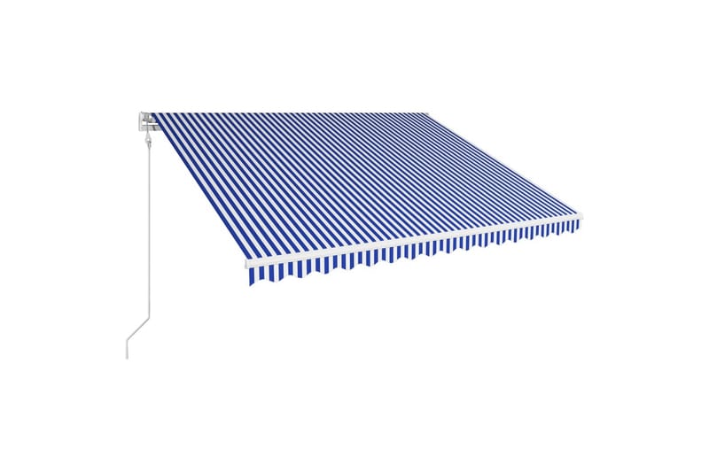 automatisk foldemarkise 450 x 300 cm blå og hvid - Blå - Balkonmarkise - Markiser - Terrassemarkise