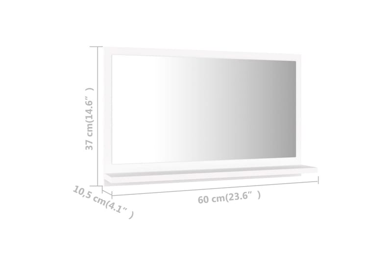 badeværelsesspejl 60x10,5x37 cm spånplade hvid - Hvid - Balkonmarkise - Markiser - Terrassemarkise