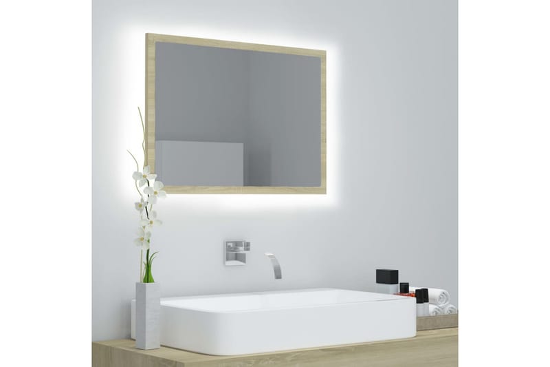 badeværelsesspejl 60x8,5x37 cm spånplade sonoma-eg - Brun - Havemøbler - Solafskærmning - Markiser - Balkonmarkise