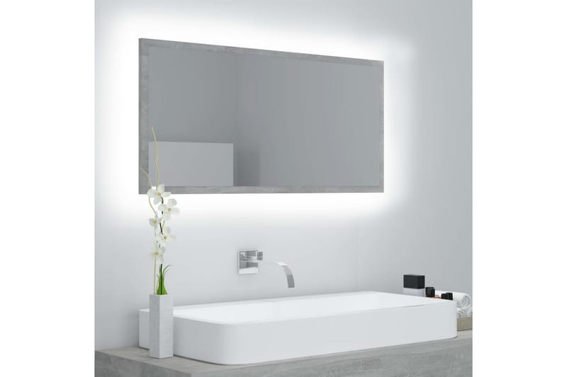badeværelsesspejl 90x8,5x37 cm spånplade betongrå - Grå - Balkonmarkise - Markiser - Terrassemarkise