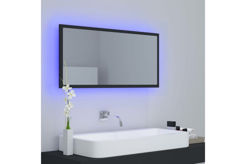 badeværelsesspejl 90x8,5x37 cm spånplade grå - Grå - Balkonmarkise - Markiser - Terrassemarkise