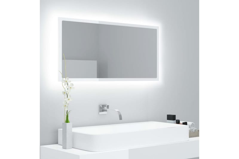 badeværelsesspejl 90x8,5x37 cm spånplade hvid højglans - Beige - Balkonmarkise - Markiser - Terrassemarkise