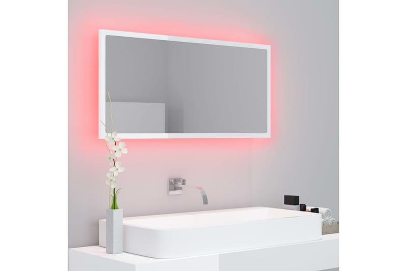 badeværelsesspejl 90x8,5x37 cm spånplade hvid højglans - Beige - Balkonmarkise - Markiser - Terrassemarkise