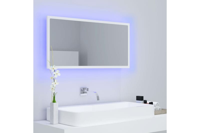 badeværelsesspejl 90x8,5x37 cm spånplade hvid - Hvid - Balkonmarkise - Markiser - Terrassemarkise