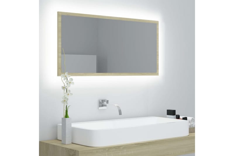 badeværelsesspejl 90x8,5x37 cm spånplade sonoma-eg - Brun - Havemøbler - Solafskærmning - Markiser - Balkonmarkise