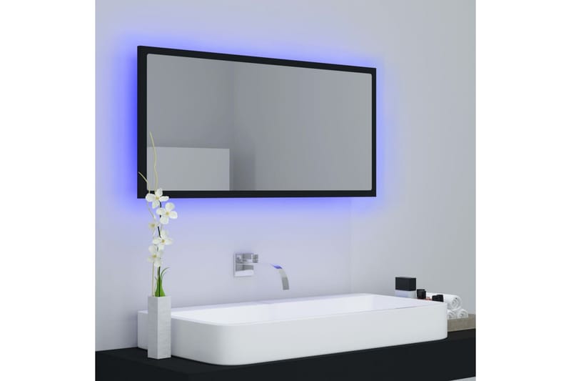 badeværelsesspejl 90x8,5x37 cm spånplade sort - Sort - Balkonmarkise - Markiser - Terrassemarkise