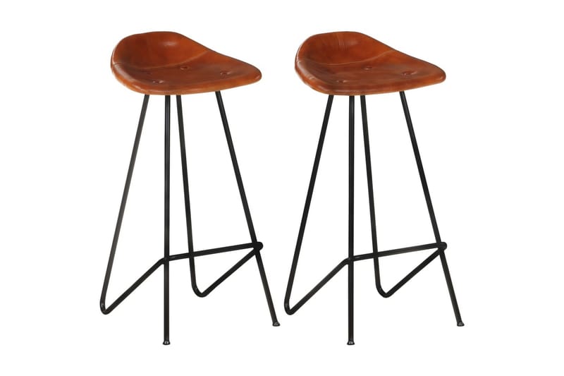 barstole 2 stk. ægte skind brun - Brun - Terrassemarkise - Markiser - Balkonmarkise