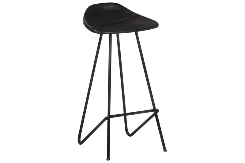 barstole 4 stk. ægte læder sort - Sort - Balkonmarkise - Markiser - Terrassemarkise