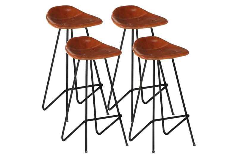 barstole 4 stk. ægte skind brun - Brun - Balkonmarkise - Markiser - Terrassemarkise
