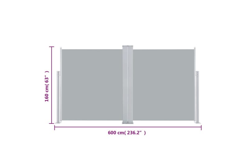 beBasic sammenrullelig sidemarkise 160x600 cm antracitgrå - Antracit - Balkonmarkise - Markiser - Sidemarkise - Altanafskærmning