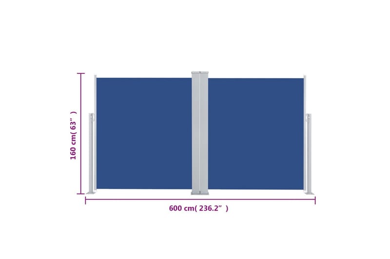 beBasic sammenrullelig sidemarkise 160x600 cm blå - BlÃ¥ - Balkonmarkise - Markiser - Sidemarkise - Altanafskærmning
