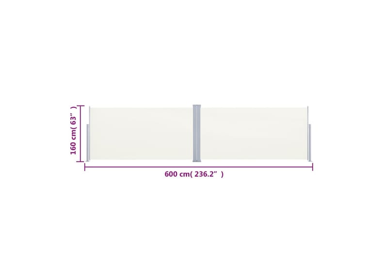 beBasic sammenrullelig sidemarkise 160x600 cm cremefarvet - Havemøbler - Solafskærmning - Markiser - Balkonmarkise