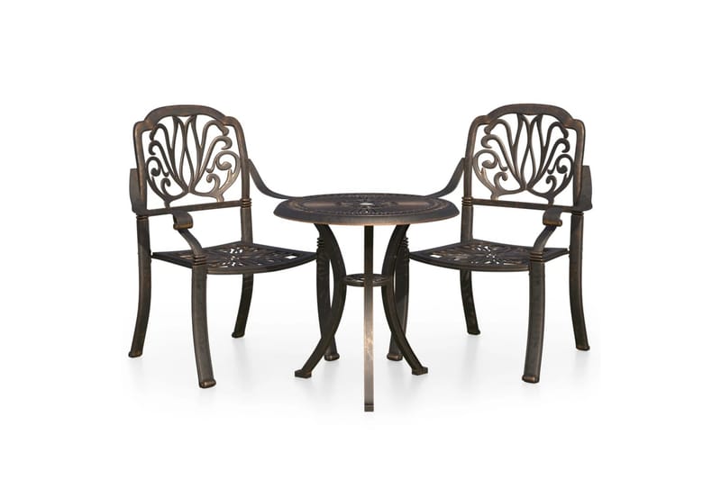bistrosæt 3 dele støbt aluminium bronzefarvet - Brun - Havemøbler - Solafskærmning - Markiser - Balkonmarkise