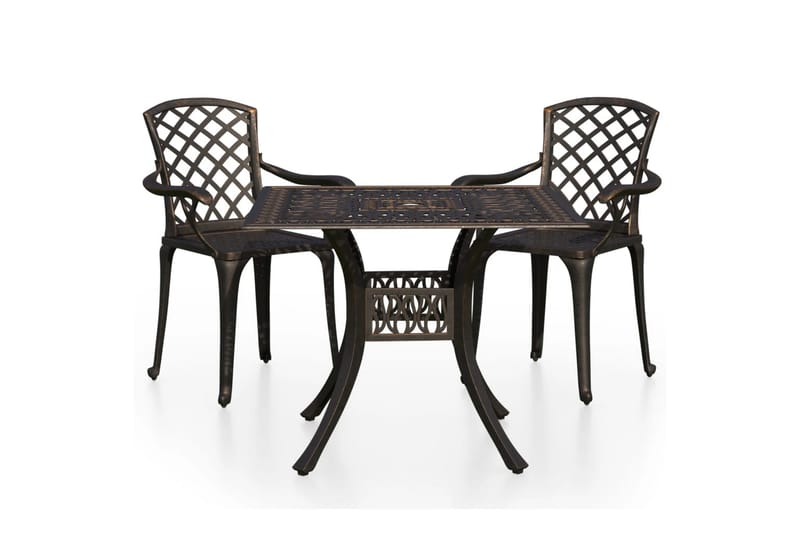 bistrosæt 3 dele støbt aluminium bronzefarvet - Brun - Havemøbler - Solafskærmning - Markiser - Balkonmarkise